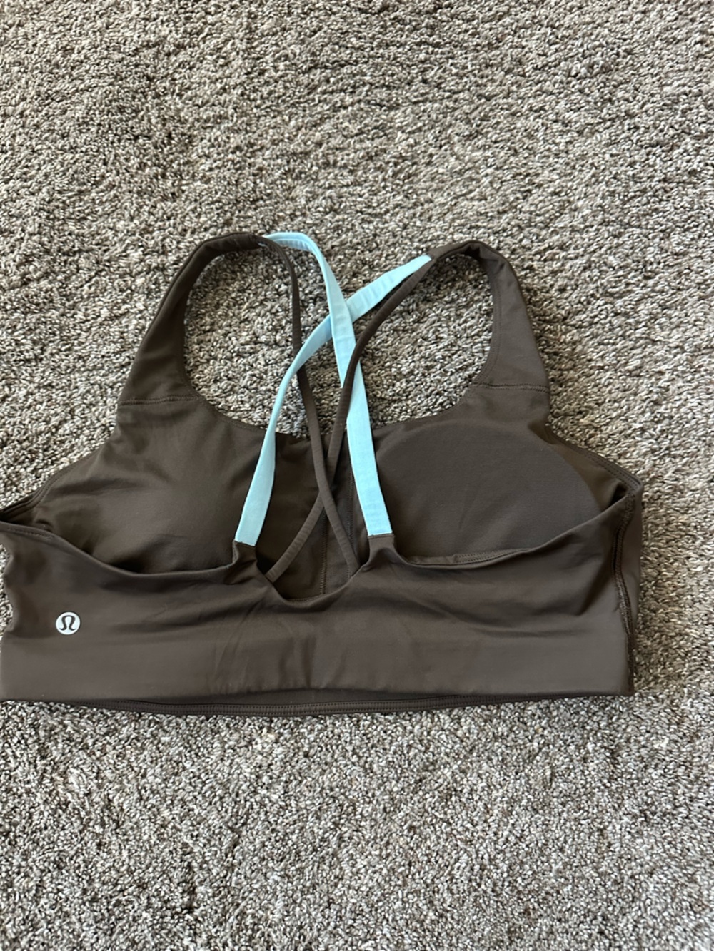 Lululemon Java Energy Bra Espresso Brown Blue Strappy Quiet Luxury L - Picture 4 of 4